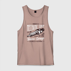 Майка мужская хлопок Свеча мотоцикла, цвет: пыльно-розовый
