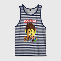 Майка мужская хлопок ROBLOX, цвет: синяя тельняшка