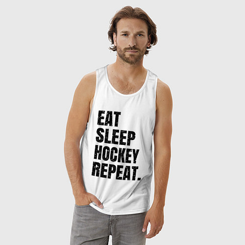 Мужская майка EAT SLEEP HOCKEY REPEAT / Белый – фото 3