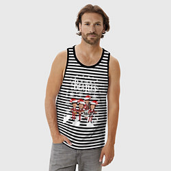 Майка мужская хлопок Битлз Новогодний, цвет: черная тельняшка — фото 2