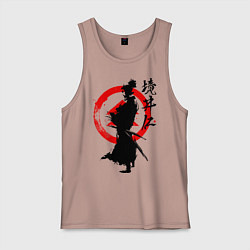 Майка мужская хлопок Ghost of Tsushima, цвет: пыльно-розовый