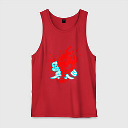 Майка мужская хлопок Cyberpunk neon samurai, цвет: красный