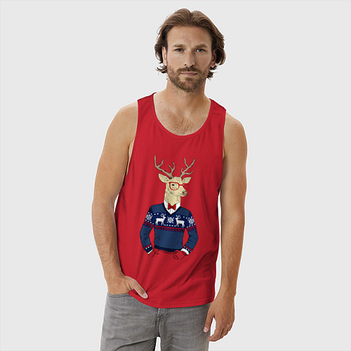 Мужская майка Hipster Deer / Красный – фото 3