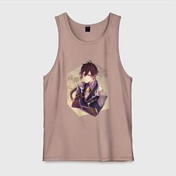 Майка мужская хлопок Чжун Ли, цвет: пыльно-розовый