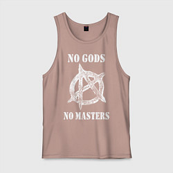 Майка мужская хлопок NO GODS NO MASTERS, цвет: пыльно-розовый