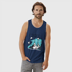 Майка мужская хлопок Грусть, цвет: тёмно-синий — фото 2