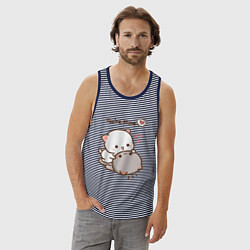 Майка мужская хлопок Влюблённые котята, цвет: синяя тельняшка — фото 2