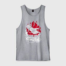 Майка мужская хлопок Cyberpunk 2077 SAMURAI, цвет: меланж