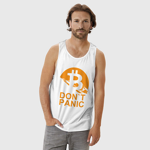 Мужская майка БИТКОИН НЕ ПАНИКУЕМ / Белый – фото 3