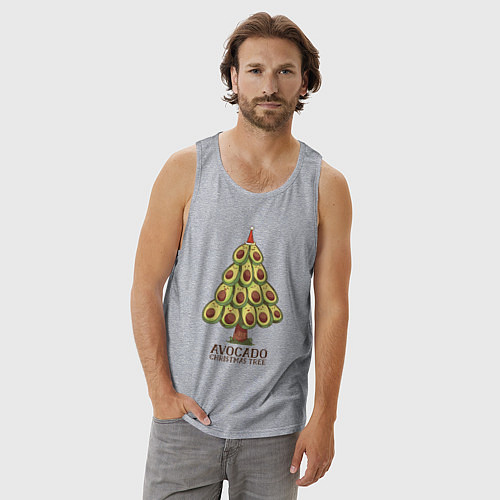 Мужская майка Avocado Christmas Tree / Меланж – фото 3