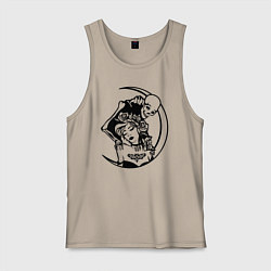 Майка мужская хлопок Девушка и скелет, цвет: миндальный