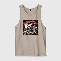 Майка мужская хлопок METALLICA HARD ROCK, цвет: миндальный