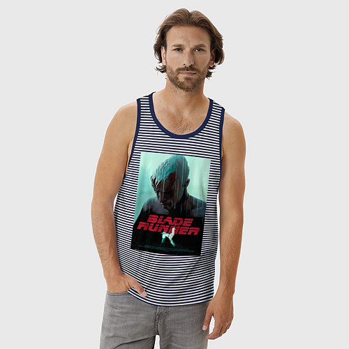 Мужская майка Слезы в дожде Blade Runner / Синяя тельняшка – фото 3