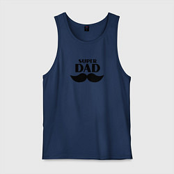 Майка мужская хлопок Супер Папа, цвет: тёмно-синий