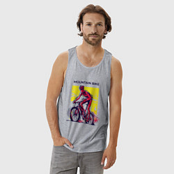Майка мужская хлопок Mountain Bike велосипедист, цвет: меланж — фото 2