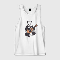 Майка мужская хлопок Панда гитарист Panda Guitar, цвет: белый