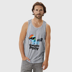 Майка мужская хлопок Gangsta pony, цвет: меланж — фото 2