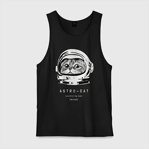 Мужская майка ASTRONAUT CAT КОТ КОСМОНАВТ / Черный – фото 1