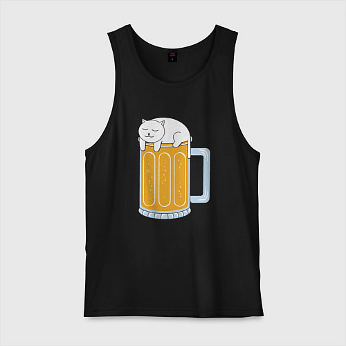 Мужская майка Beer Cat / Черный – фото 1