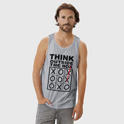 Майка мужская хлопок THINK OUTSIDE THE BOX, цвет: меланж — фото 2