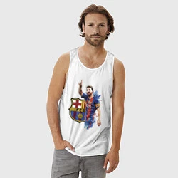 Майка мужская хлопок Lionel Messi Barcelona Argentina!, цвет: белый — фото 2