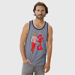 Майка мужская хлопок Онидзука крутой учитель, цвет: синяя тельняшка — фото 2