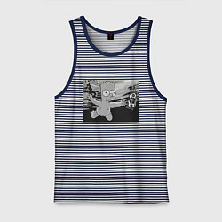 Майка мужская хлопок Simpsons x Nirvana, цвет: синяя тельняшка