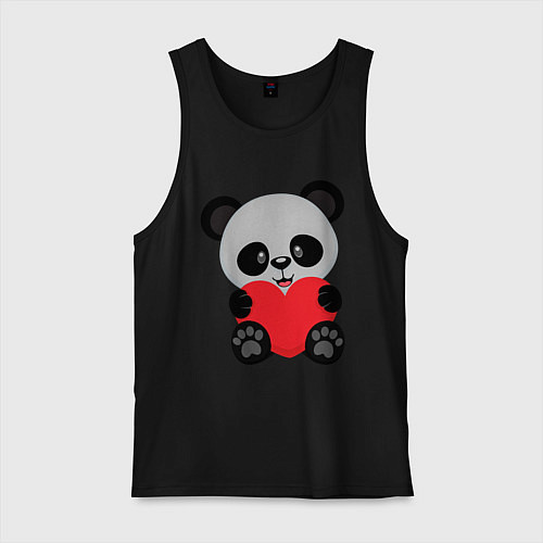 Мужская майка Love Панда / Черный – фото 1