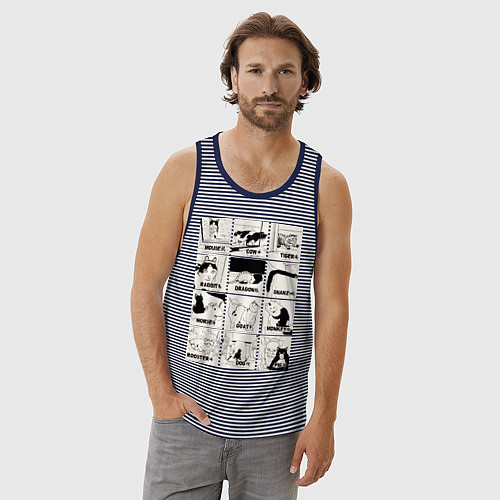 Мужская майка Какой ты кот сегодня год / Синяя тельняшка – фото 3