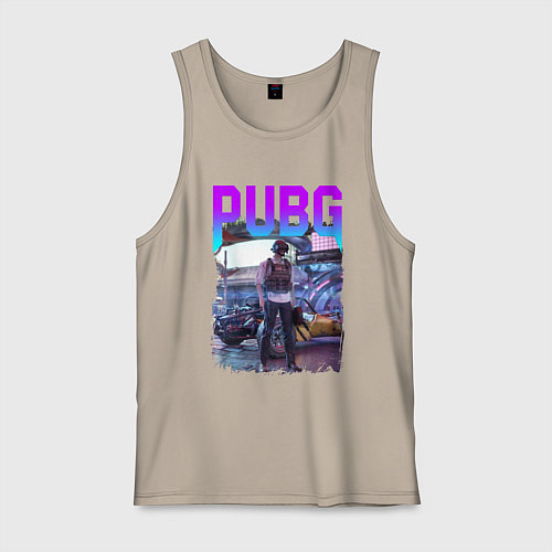 Мужская майка PUBG NEON ПУБГ НЕОН Z / Миндальный – фото 1