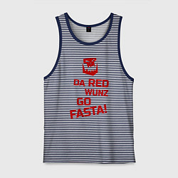 Майка мужская хлопок Только красное ездит быстро, цвет: синяя тельняшка