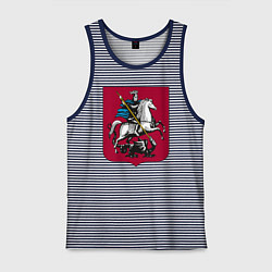 Майка мужская хлопок Георгий Победоносец - Герб, цвет: синяя тельняшка