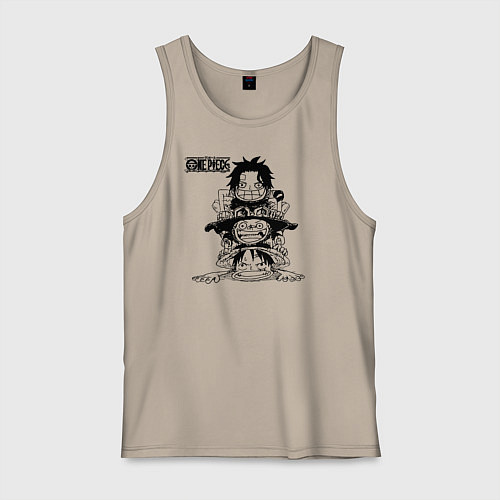 Мужская майка Эйс, Луффи и Сабо - Братство ASL / Миндальный – фото 1