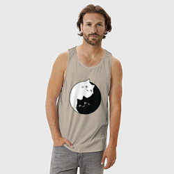 Майка мужская хлопок Инь Ян Котики, цвет: миндальный — фото 2