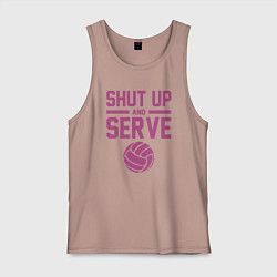 Майка мужская хлопок Shut Up And Serve, цвет: пыльно-розовый