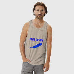 Майка мужская хлопок Blue Origin logo перо, цвет: миндальный — фото 2