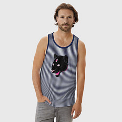 Майка мужская хлопок Магическая Пантера, цвет: синяя тельняшка — фото 2