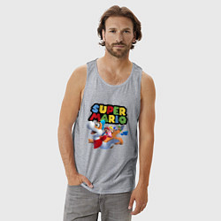 Майка мужская хлопок Super Mario убойная компания, цвет: меланж — фото 2