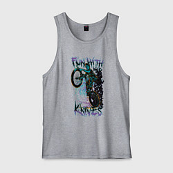 Майка мужская хлопок Зомби Велосипедист, цвет: меланж