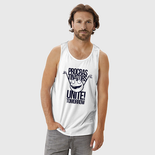 Мужская майка Лодыри объединяются завтра / Белый – фото 3