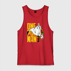 Майка мужская хлопок Сайтама возвращается из супермаркета One Punch-Man, цвет: красный