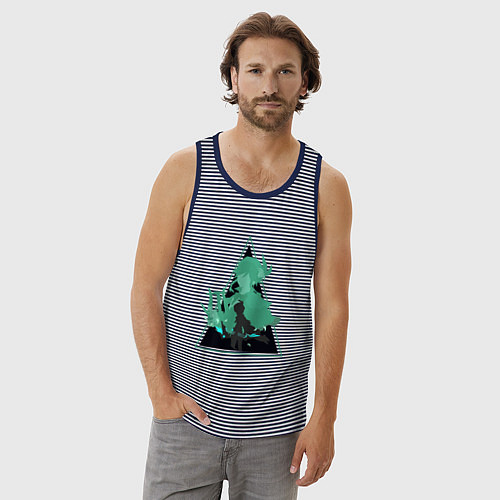 Мужская майка Genshin Impact VentiВенти / Синяя тельняшка – фото 3