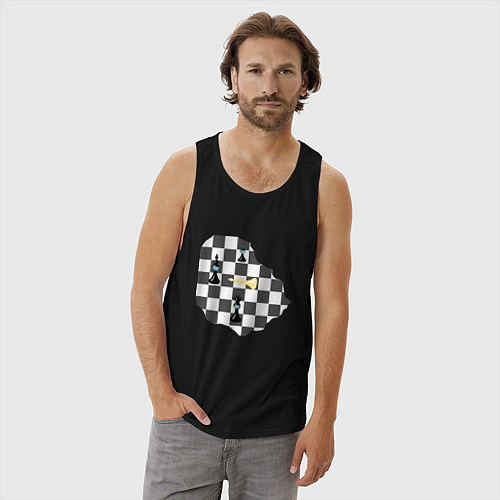 Мужская майка Шахматы в маске / Черный – фото 3