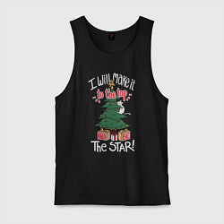 Майка мужская хлопок Cat on the tree, цвет: черный