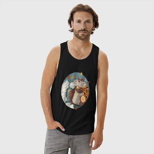 Мужская майка Голодный шпион / Черный – фото 3