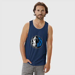 Майка мужская хлопок Даллас Маверикс логотип, цвет: тёмно-синий — фото 2