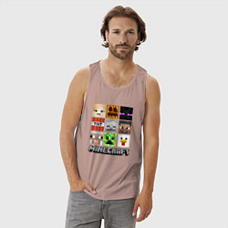 Майка мужская хлопок МИР МАЙНКРАФТА, КУБИКИ, цвет: пыльно-розовый — фото 2