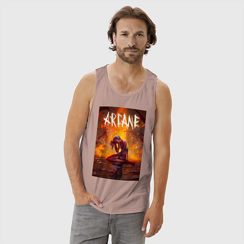 Мужская майка Джинкс объятая пламенем Аркейн Лига легенд / Пыльно-розовый – фото 3