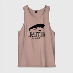 Майка мужская хлопок Дирижабль Led Zeppelin с лого участников, цвет: пыльно-розовый