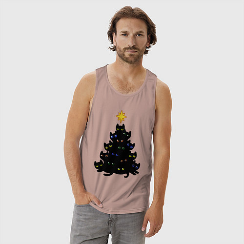Мужская майка НовоКОТняя елка / Пыльно-розовый – фото 3